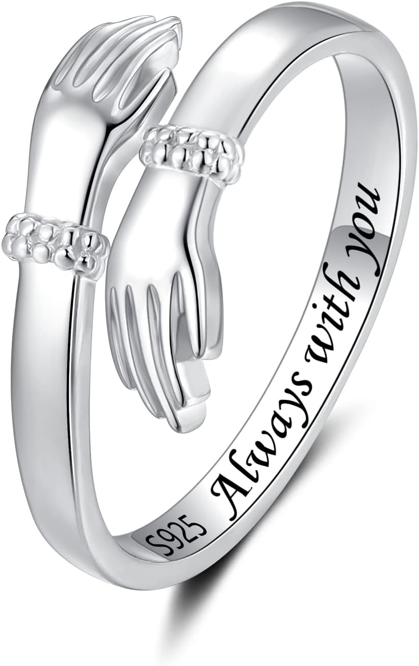 Step forward hug ring sterling silver for women adjustable