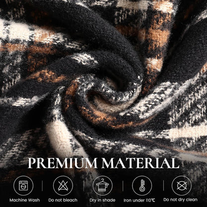 Winter Scarf for Women, Fashion Plaid Blanket Scarves with Fringe, Long Soft Scarf Shawl Wraps