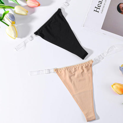Women's seamless g-string thong with clear straps back view