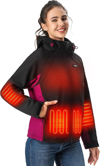 Woman enjoying outdoor winter activity wearing WASOTO heated jacket