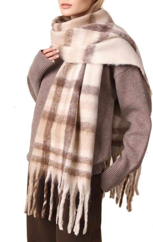 Women'S Winter Scarfs, Mohair Vintage Scarf for Women and Men, Large Chunky Scarf Cashmere Feel Blanket Wrap