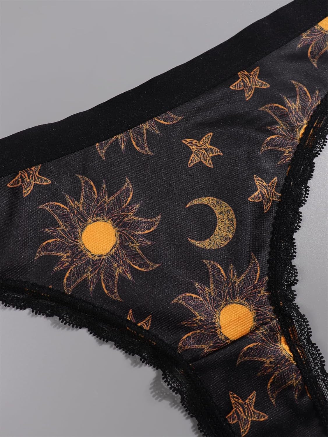 Celestial moon and stars thong panties comfortable stretch fabric