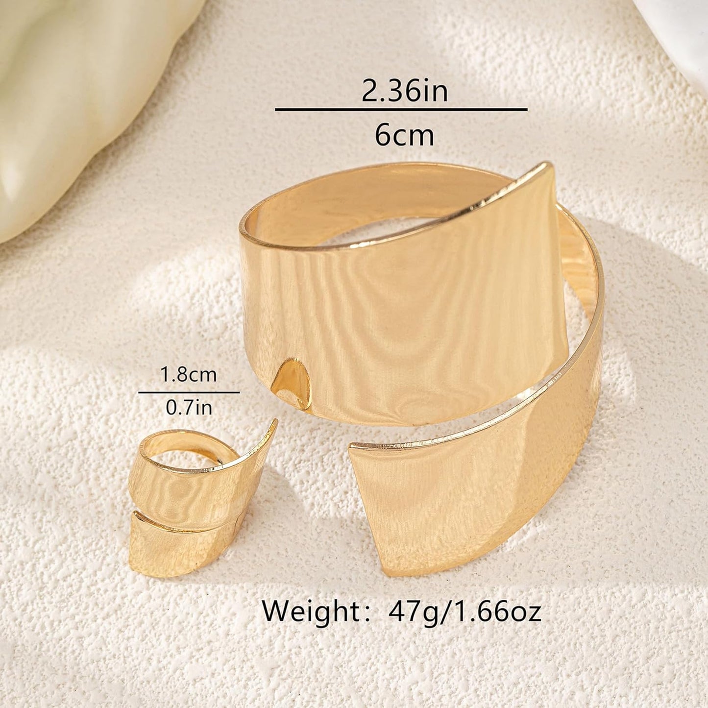 Gold Jewelry Sets for Women Bangle Ring Set Chunky Bangle Bracelet and Ring Statement Jewelry Set for Women