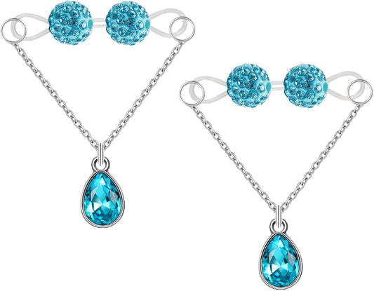 Non-Piercing Nipple Barbells Faux Nipple Rings Adjustable Crystal Fake Nipple Chain Jewelry