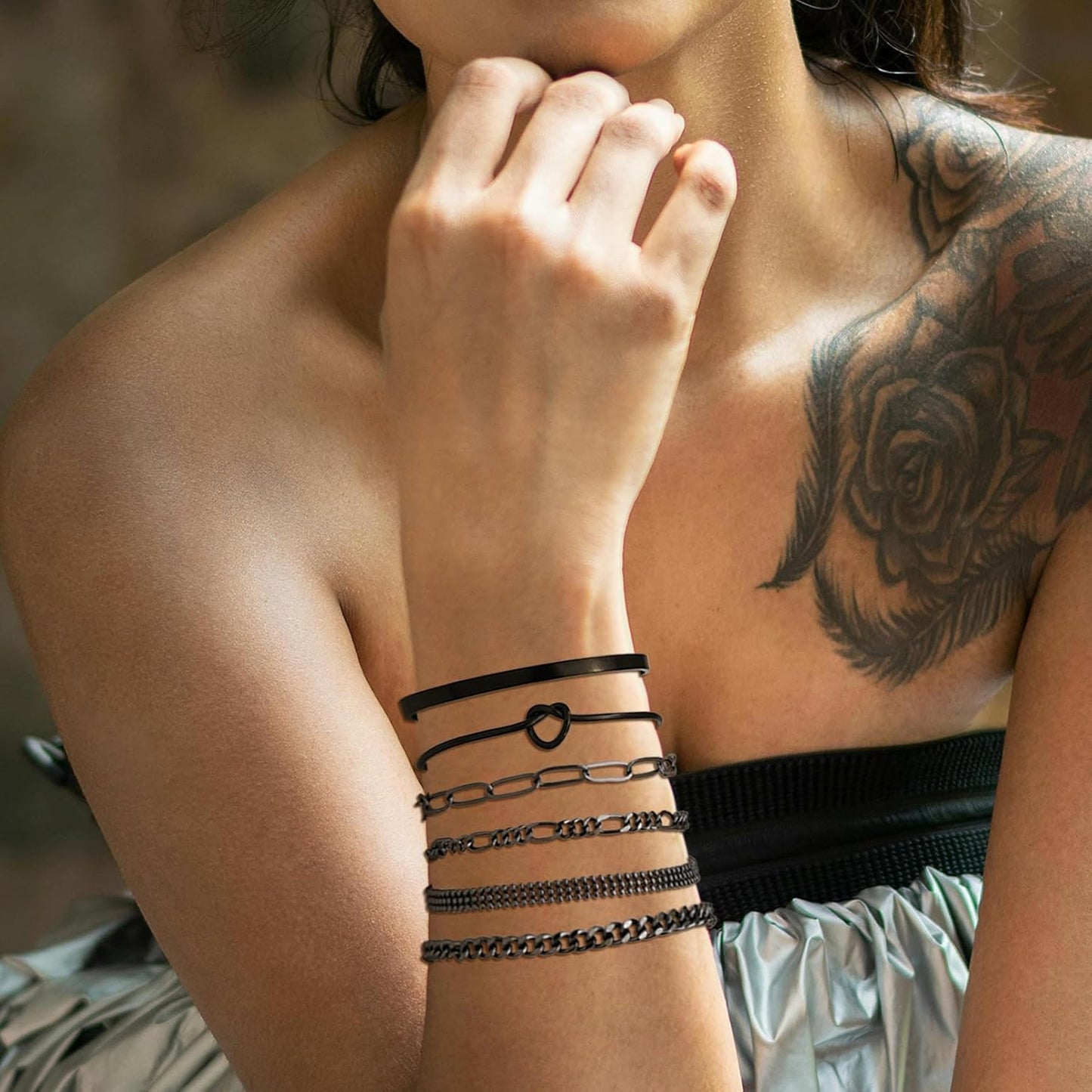 Dainty gold plated paperclip chain bangle bracelet style