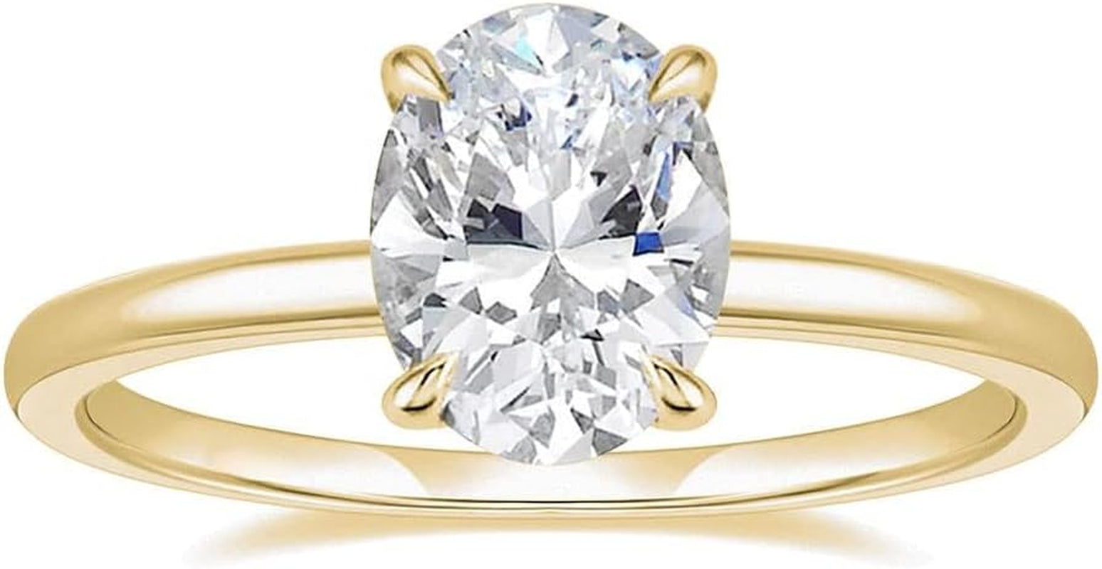 Women Engagement Ring - Elegant Oval Cut Solitaire Cubic Zirconia CZ Wedding Promise Band Perfect for Her Special Day