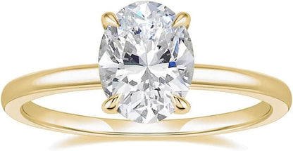 Women Engagement Ring - Elegant Oval Cut Solitaire Cubic Zirconia CZ Wedding Promise Band Perfect for Her Special Day