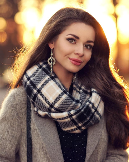 Winter Scarf for Women, Fashion Long Plaid Shawls Big Grid Winter Warm Lattice Large Scarf