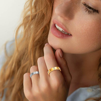 Stainless steel gold rings for women wedding party jewelry