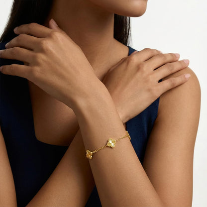 Gold Bracelets for Women 14K Gold Bracelets for Women Clover Bracelet for Womens with Adjustable Chain Lucky Dainty Four Leaf Clover Bracelet for Womens