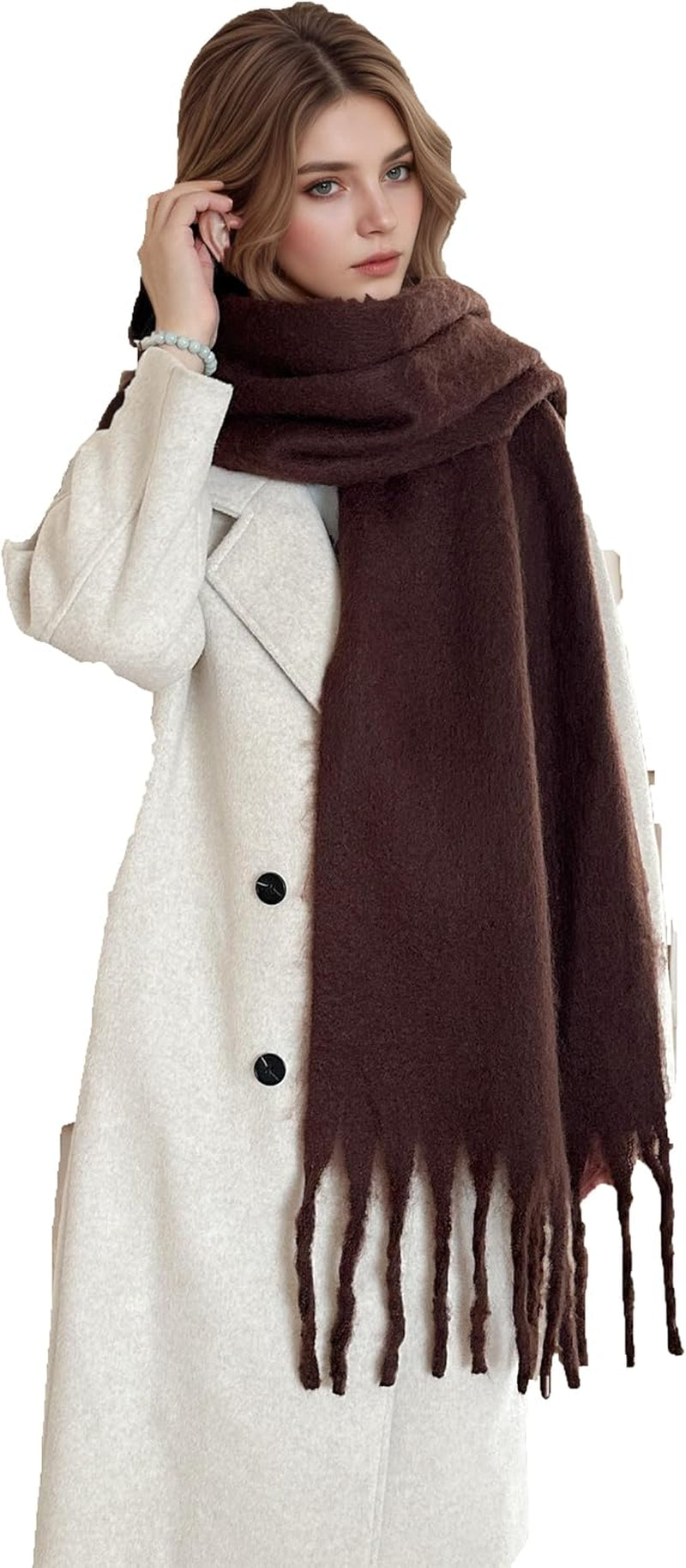 Women'S Winter Scarfs, Mohair Vintage Scarf for Women and Men, Large Chunky Scarf Cashmere Feel Blanket Wrap