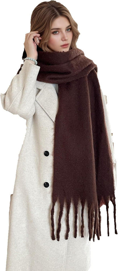 Women'S Winter Scarfs, Mohair Vintage Scarf for Women and Men, Large Chunky Scarf Cashmere Feel Blanket Wrap