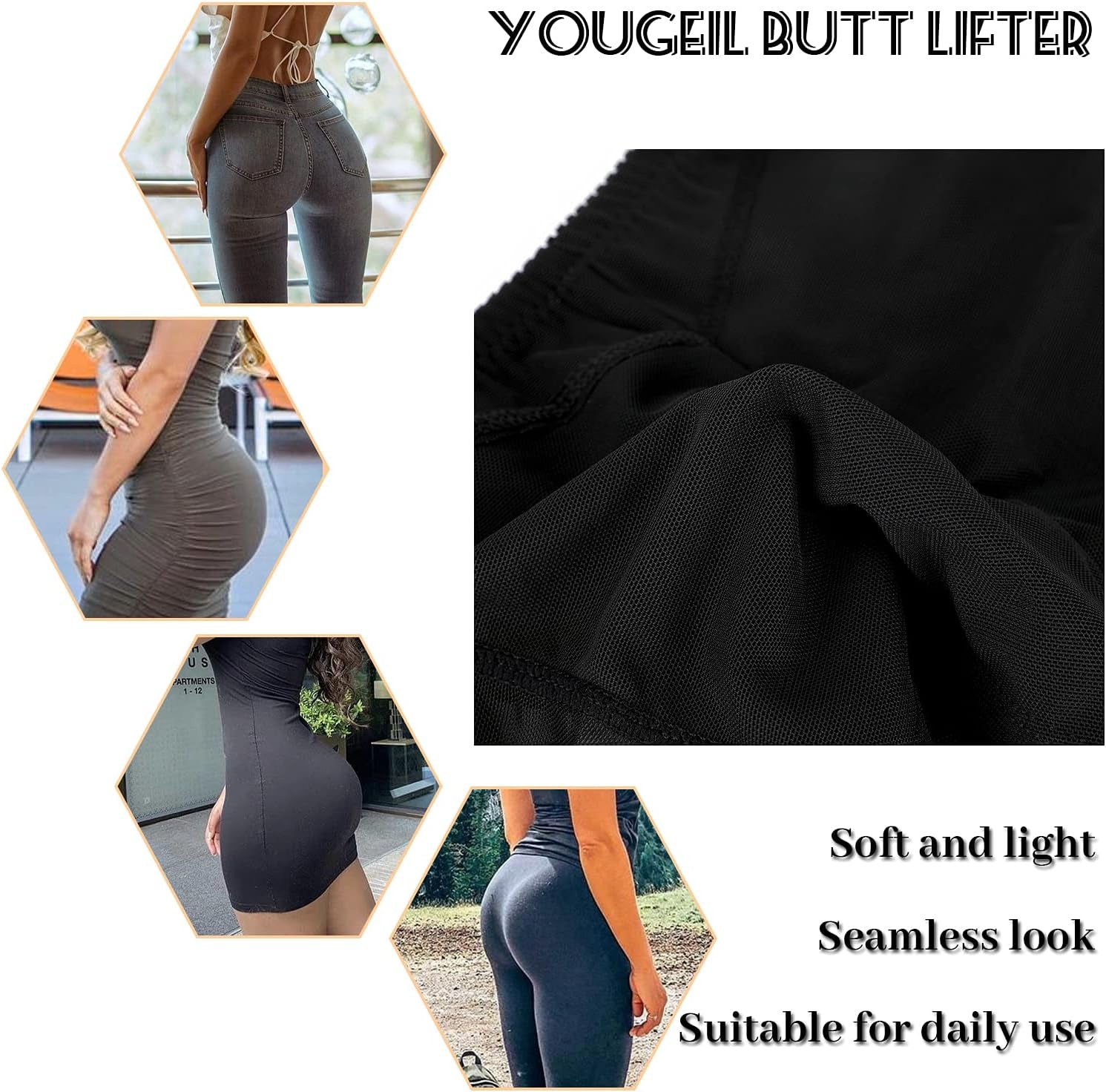Woman wearing butt lifter boyshorts with natural comfortable fit