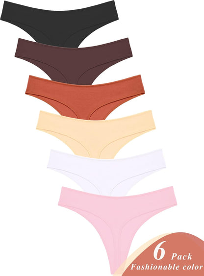 Comfortable cotton thongs arranged in pack showing variety of neutral shades