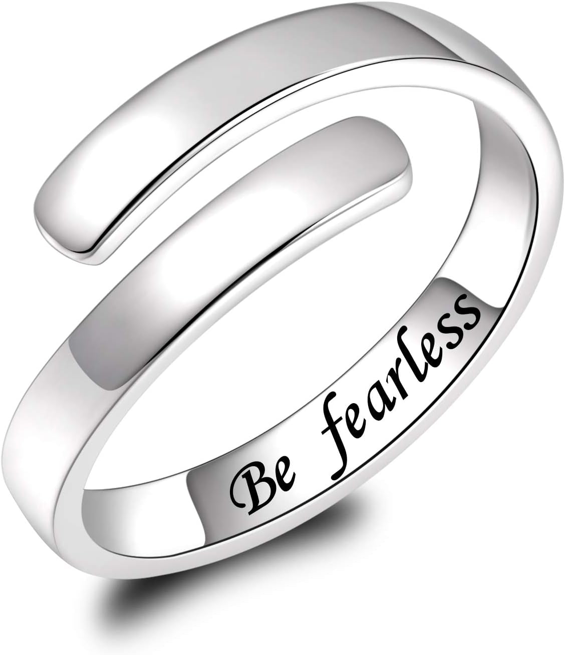 BEILIN 925 Sterling Silver Inspirational Jewelry Rings Adjustable Ring Personality Encouragement Gift for Teens Women