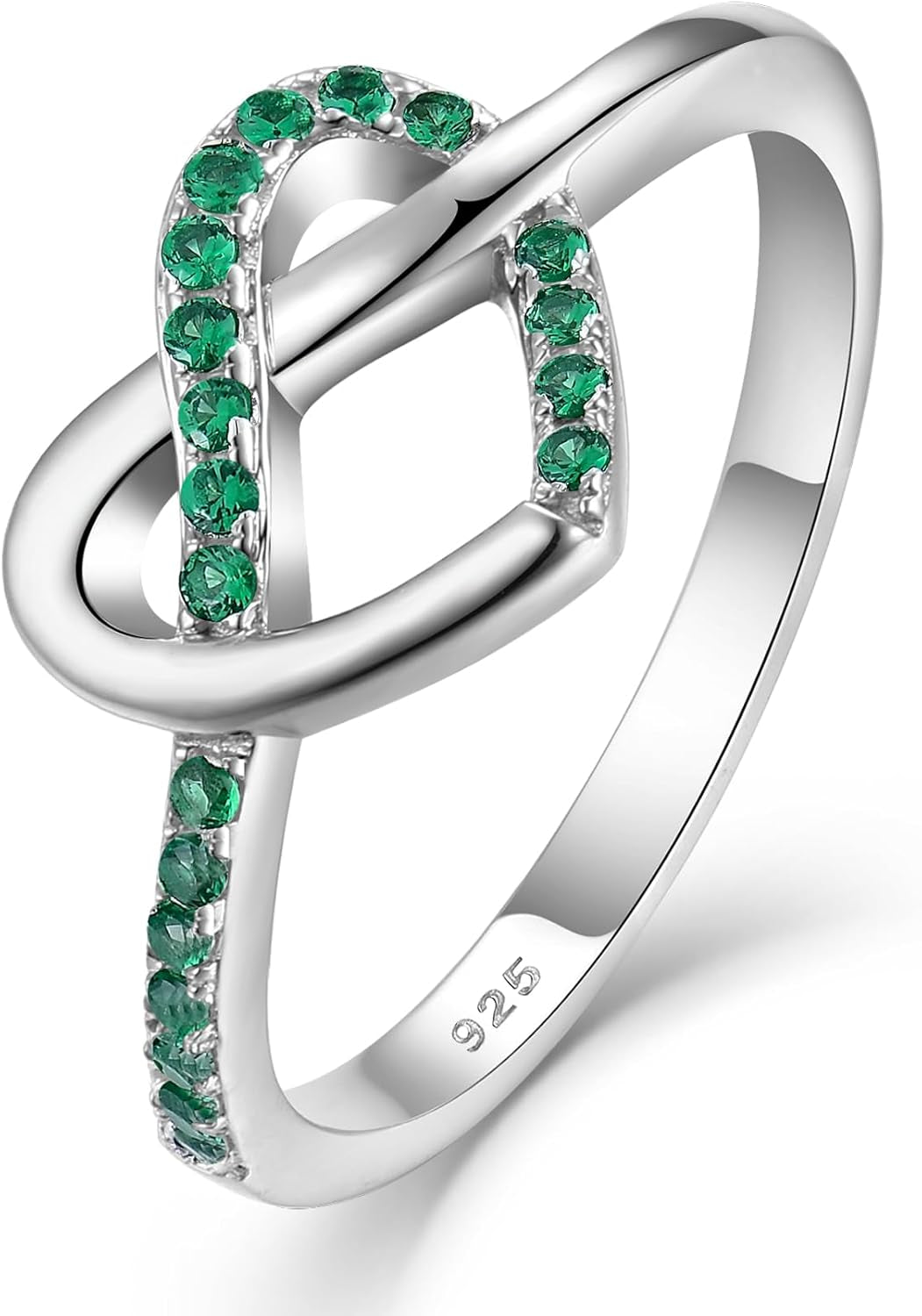 YL Love Knot Heart Promise Ring 925 Sterling Silver Infinity Rings Birthstone Anniversary Band for Women