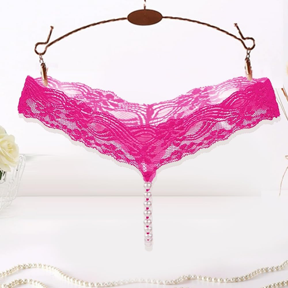 Back view showing cheeky thong design in delicate floral pattern