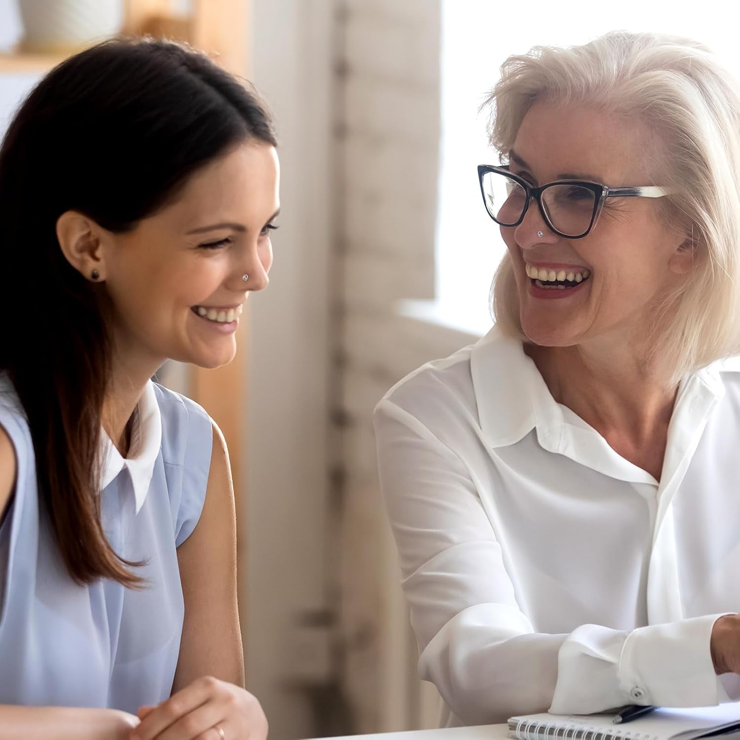 20 Pieces Curved Nose Stud Stainless Steel Nose Ring Crystals L Bend Nose Screw Piercing Jewelry, 20 Gauge