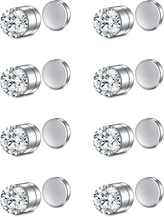 D.Bella Fake Nose Ring Stud Magnetic Nose Stud Clip on Lip Ear Non Pierced Jewelry for Women Men Silver