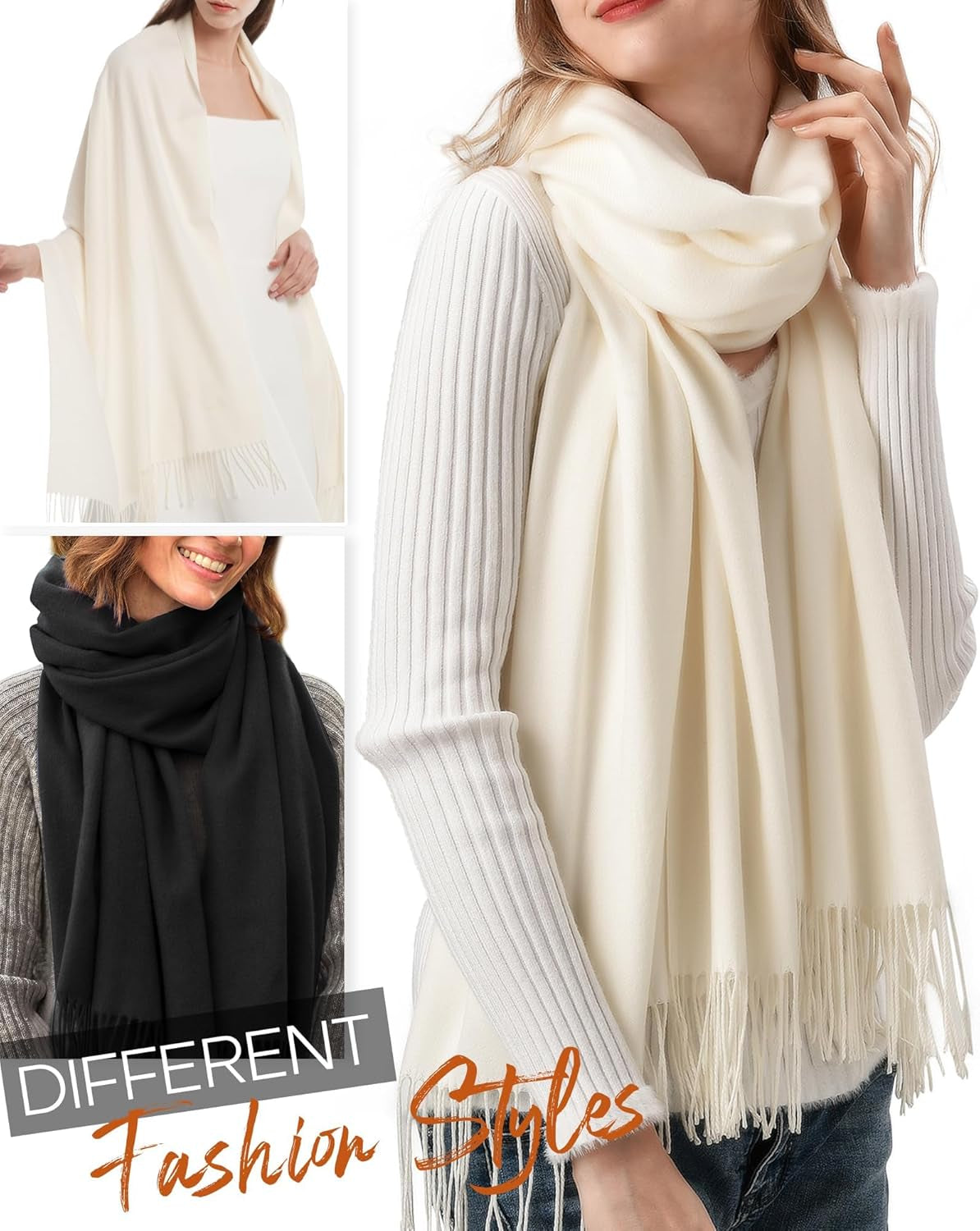 FURTALK Winter Scarf for Women Pashmina Shawl Wraps Soft Warm Fashion Blanket Scarves Gifts