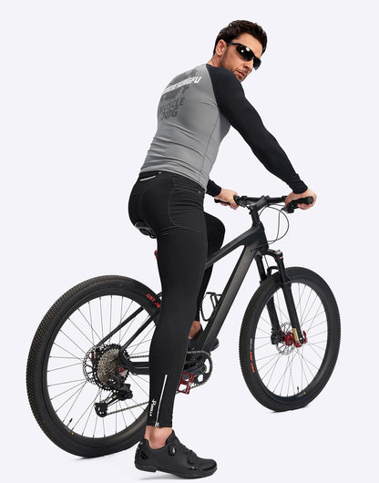 Male jogger wearing black thermal tights in winter setting