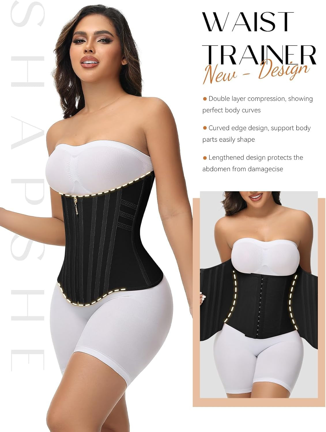 Postpartum belly band waist trainer body shaper on model