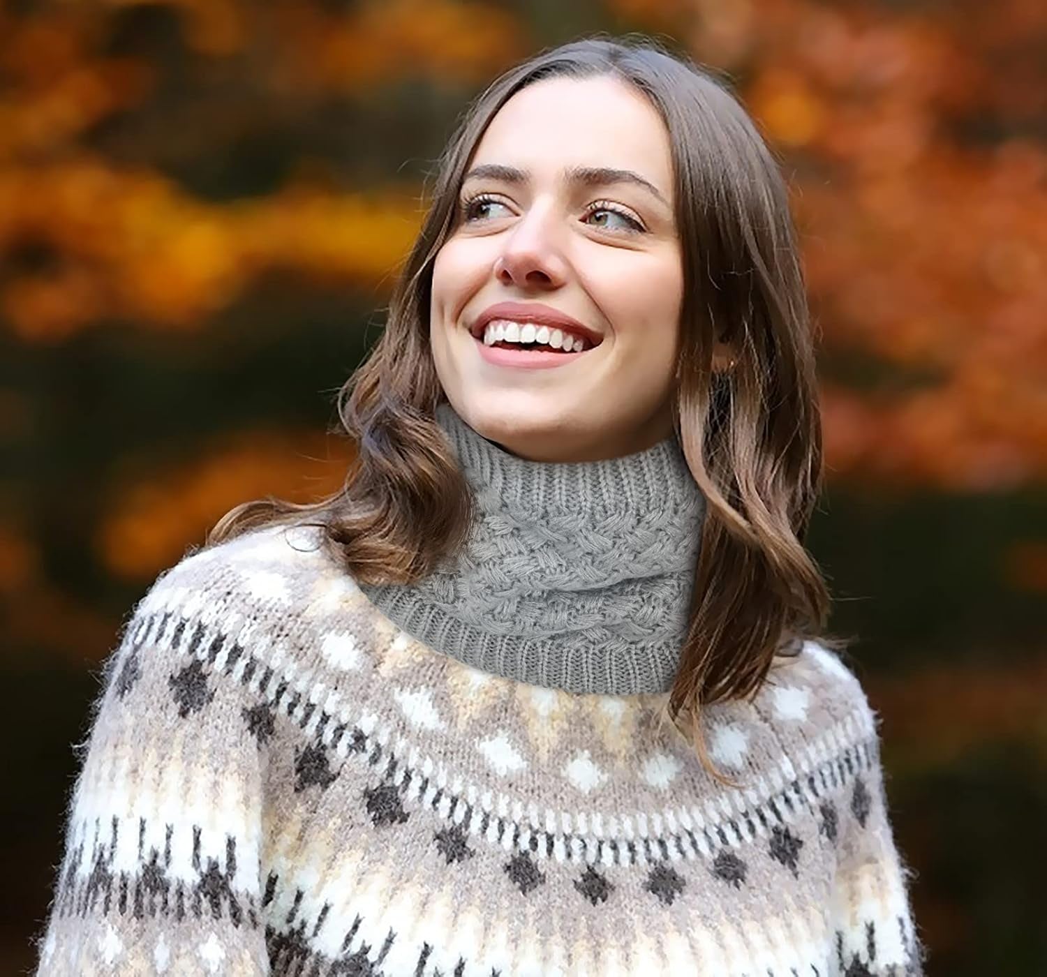 Loritta Neck Warmer Winter Warm Infinity Scarf Double-Layer Thick Fleece Windproof Scarves for Women Men