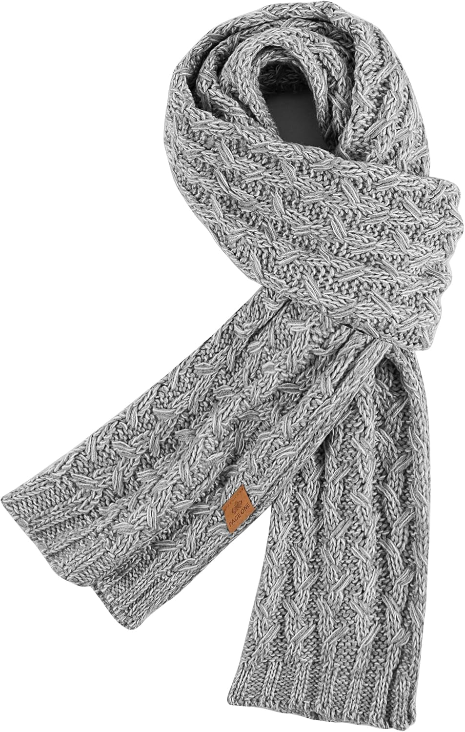 PAGE ONE Women'S Ribbed Knit Scarf Winter Warm Long Big Wrap Cashmere Wool Thick Large Chunky Scarf for Women