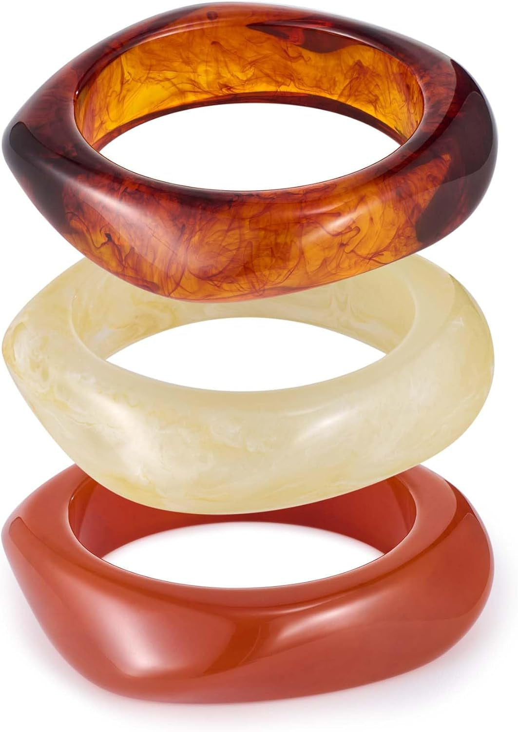 Chunky Resin Bracelet for Women Vintage Tortoiseshell Resin Bangle Bracelets Set Wide Acetate Wristband Acrylic Bracelet Statement Jewelry