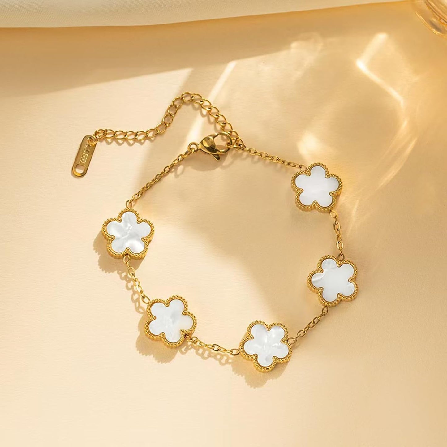 18K gold plated stackable bracelets with lucky charms