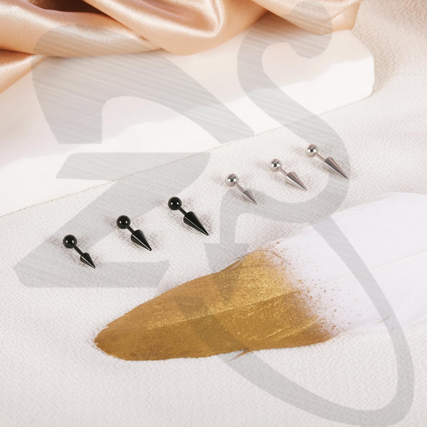 ZS 20G Spike Nose Rings Studs, 18G Stainless Steel Spike Stud Earrings, 16G Septum Lip Rings Cartilage Tragus Helix Piercing for Women Men