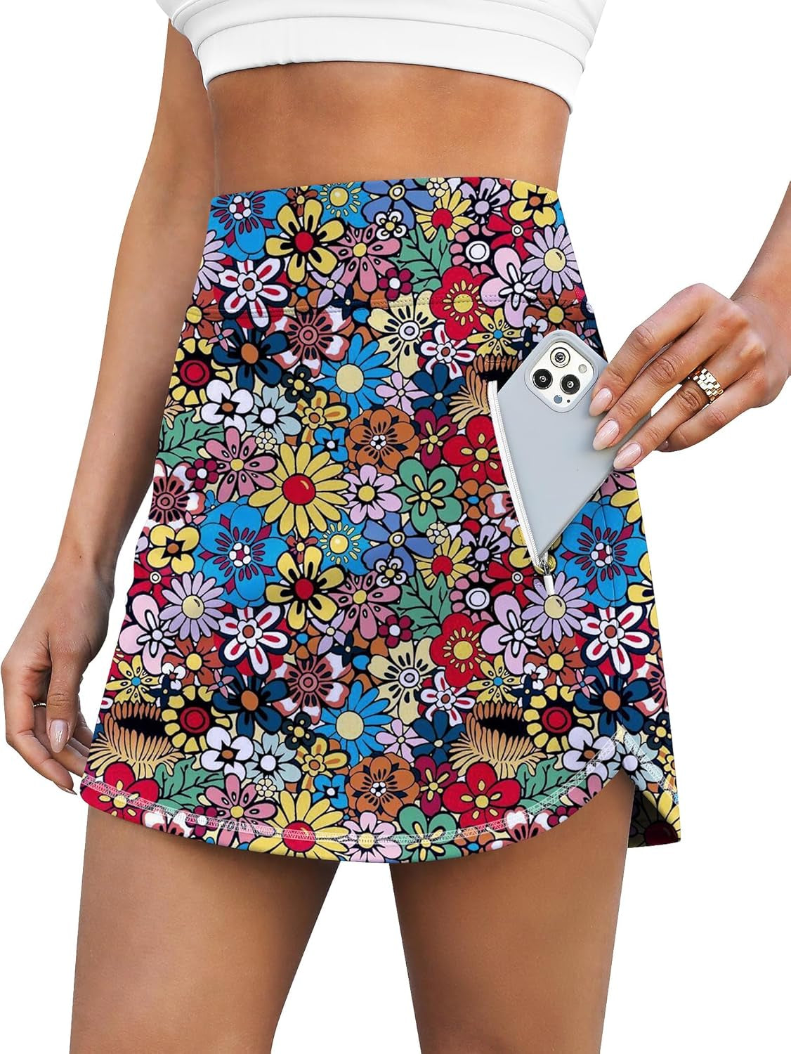 Loukeith Golf Skirts for Women Tennis Skirt with Zipper Pockets High Waisted Running Casual Athletic Skorts Built-In Shorts