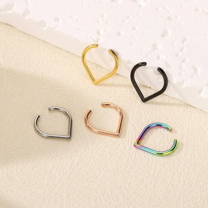 Stainless Steel Fake Nose Rings 18G Non Piercing Clip-On Fake Faux Septum Hypoallergenic Fake Cartilage Earring Clicker Nose Hoop Ring Piercings Jewelry for Women Men