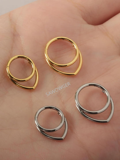 16G Titanium Septum Rings Double Septum Jewelry Daith Piercing Jewelry Silver Gold Hinged Segment Helix Clicker Piercing Jewelry 8 Mm 10 Mm Seamless Ring Hypoallergenic Jewellery for Her