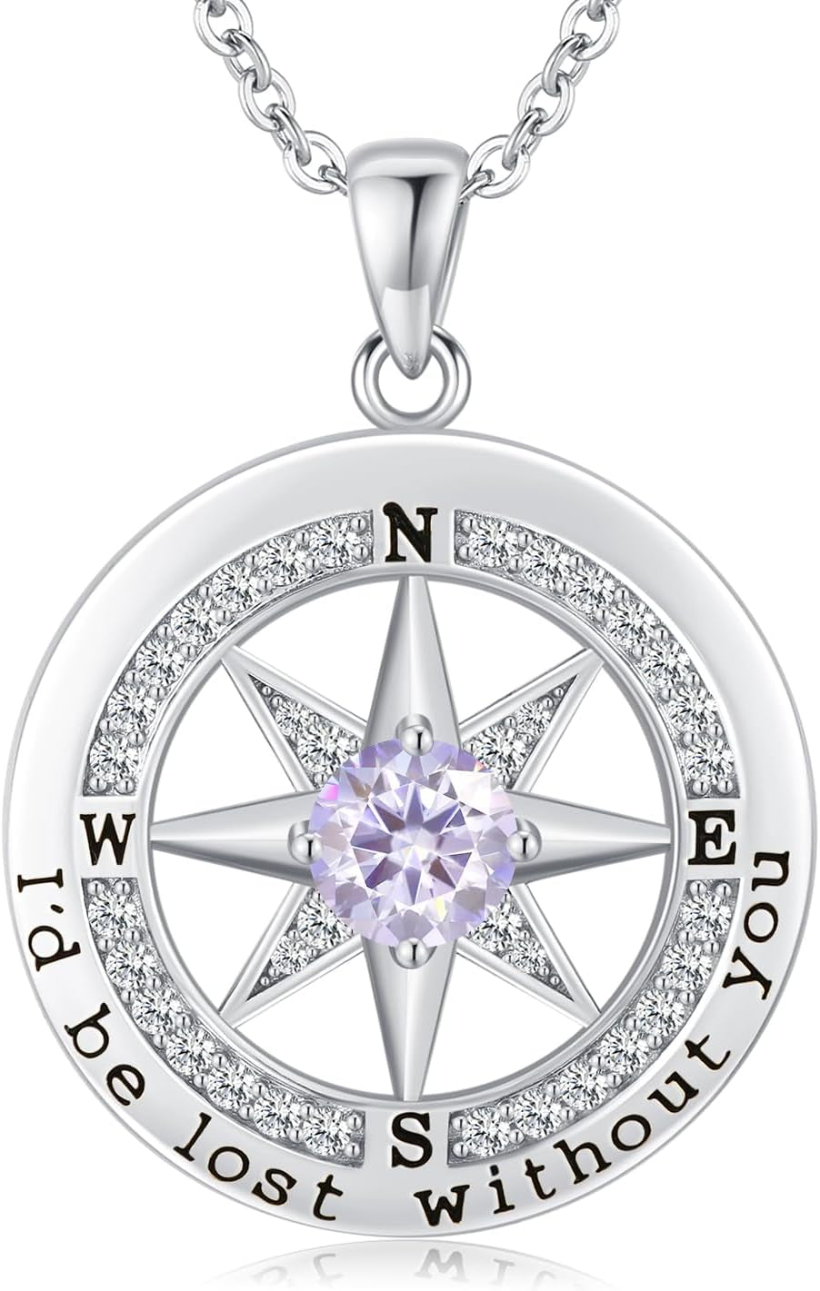 S925 Necklace Gift for Wife |Compass Jewelry |Women Anniversary |Sterling Silver |Girlfriend Birthday Gifts for Her Valentines |I'D Be Lost without You |Jewel 18K Gold