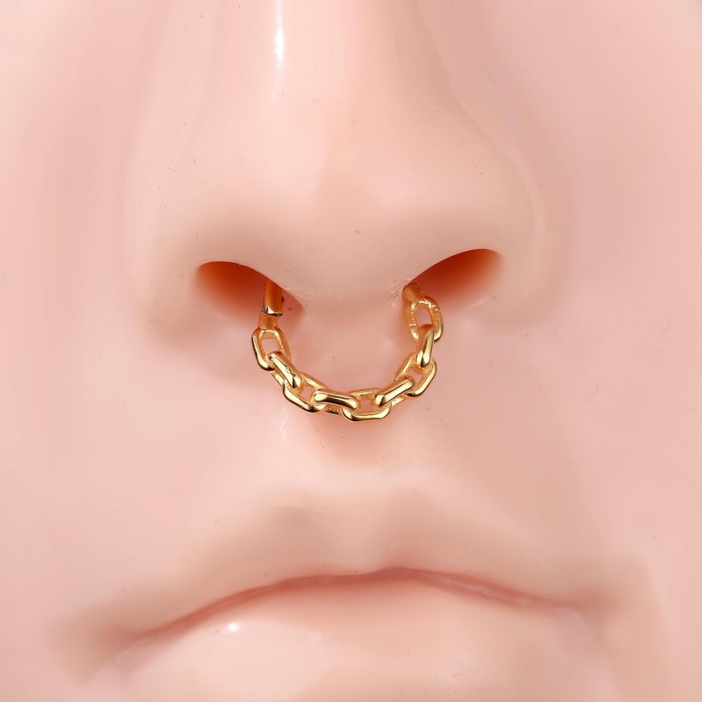 Chain Link Septum Rings: 16G 8Mm Nose Helix Cartilage Daith Tragus Earring Piercing Ring Hoop, Surgical Steel Nose Ear Clicker Rings Piercing Jewelry for Women Men