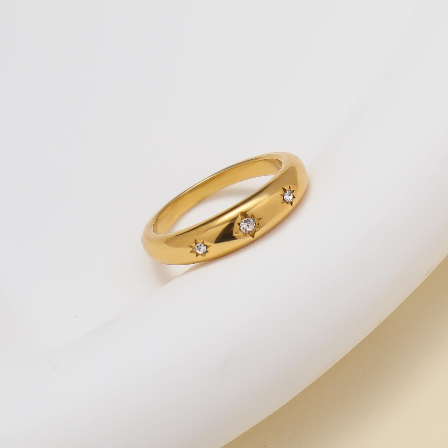 14K gold plated dainty star ring waterproof stainless steel band