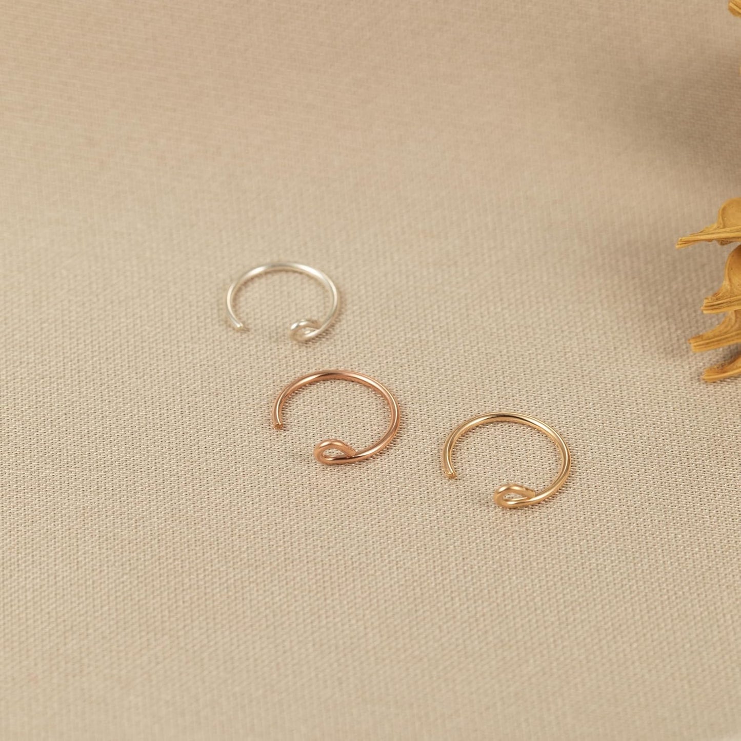 Set of 3 - Fake Clip on Nose Ring Hoop for Women - No Piercing Needed Nose Cuff - 22 Gauge - 7Mm - Faux Nose Septum Ring - Gold, Sterling Silver, Rose Gold - 22G