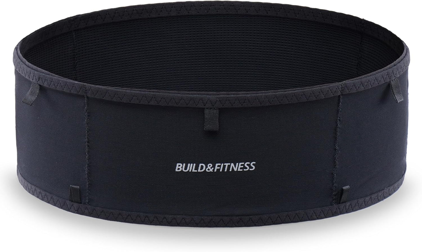 Build & Fitness LiteBelt black running belt front view