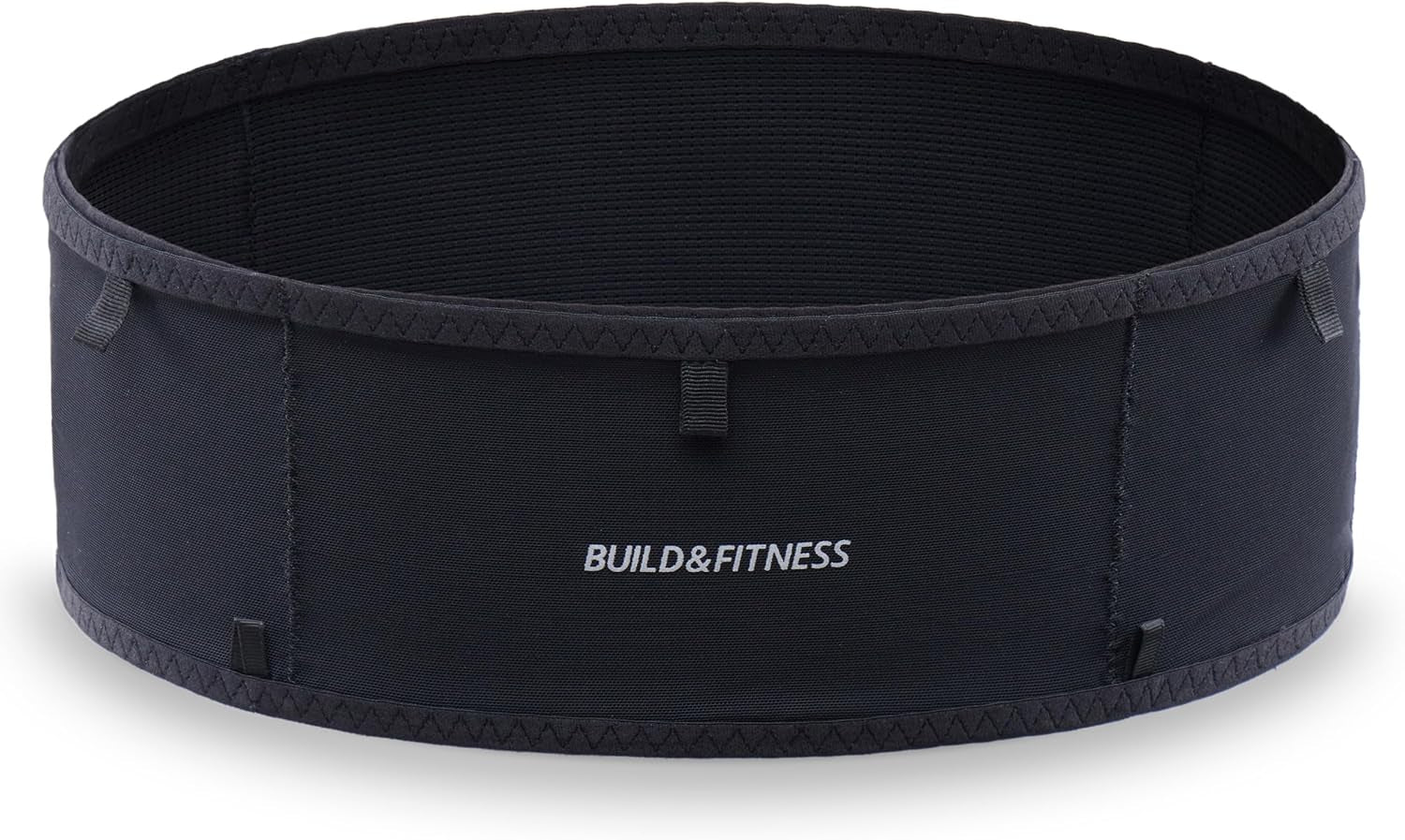 Build & Fitness LiteBelt black running belt front view