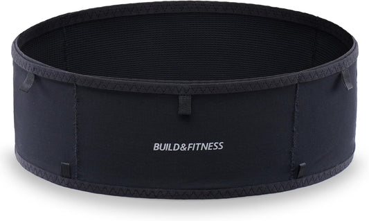 Build & Fitness LiteBelt black running belt front view
