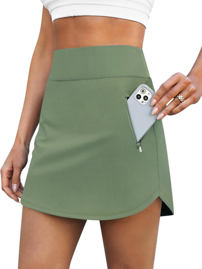 Loukeith Golf Skirts for Women Tennis Skirt with Zipper Pockets High Waisted Running Casual Athletic Skorts Built-In Shorts