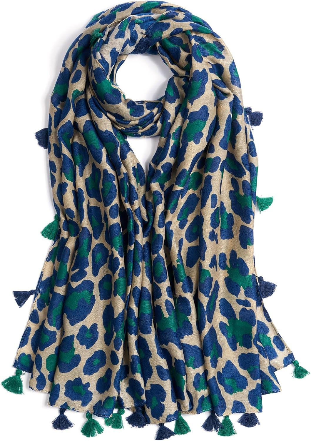 Scarf for Women Lightweight Soft Floral Leopard Printed Scarves Fall Winter Fashion Shawl Wrap with Fringe