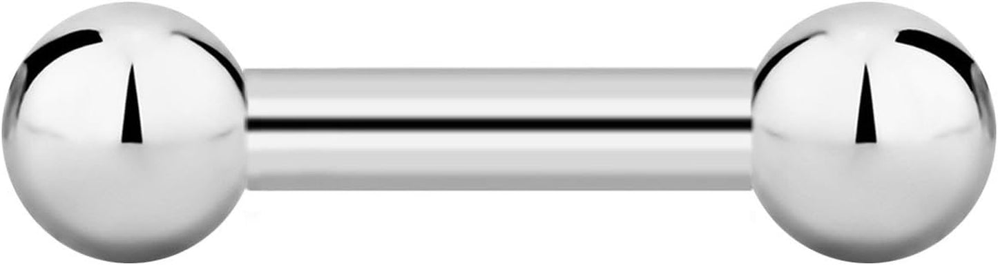 Forbidden Body Jewelry Nipple Barbell, Nipple Bars, Silver Nipplerings Piercing Surgical Steel 8G - 18G Straight Barbell Body Jewelry (Sold Individually)