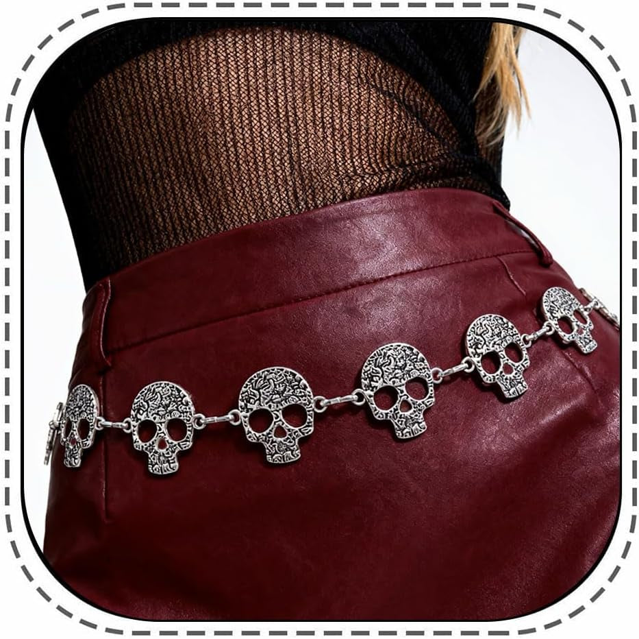Skull Waist Chain Belt - Punk Gothic Crossover Body Belly Chains Tassel for Women Girl
