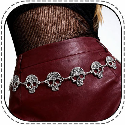 Skull Waist Chain Belt - Punk Gothic Crossover Body Belly Chains Tassel for Women Girl