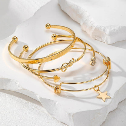 17IF Gold Bangle Bracelet for Women 14K Plated Multi Layer Cuff Bracelets Set Trendy Boho Textured Indian Punk Chunky Cable Smooth Bangles Elegance Stack Minimalist Jewelry Gift