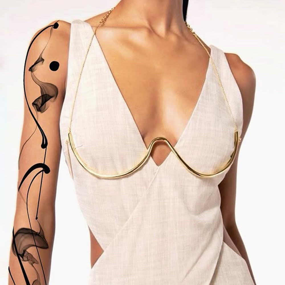 Sexy Rhinestone Bra Chain Chest Bracket Bikini Nightclub Crystal Rave Body Chain for Women Body Jewelry