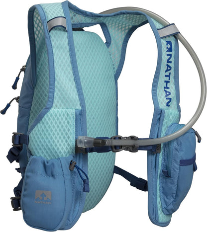 Front view of adjustable chest straps on Nathan running hydration vest