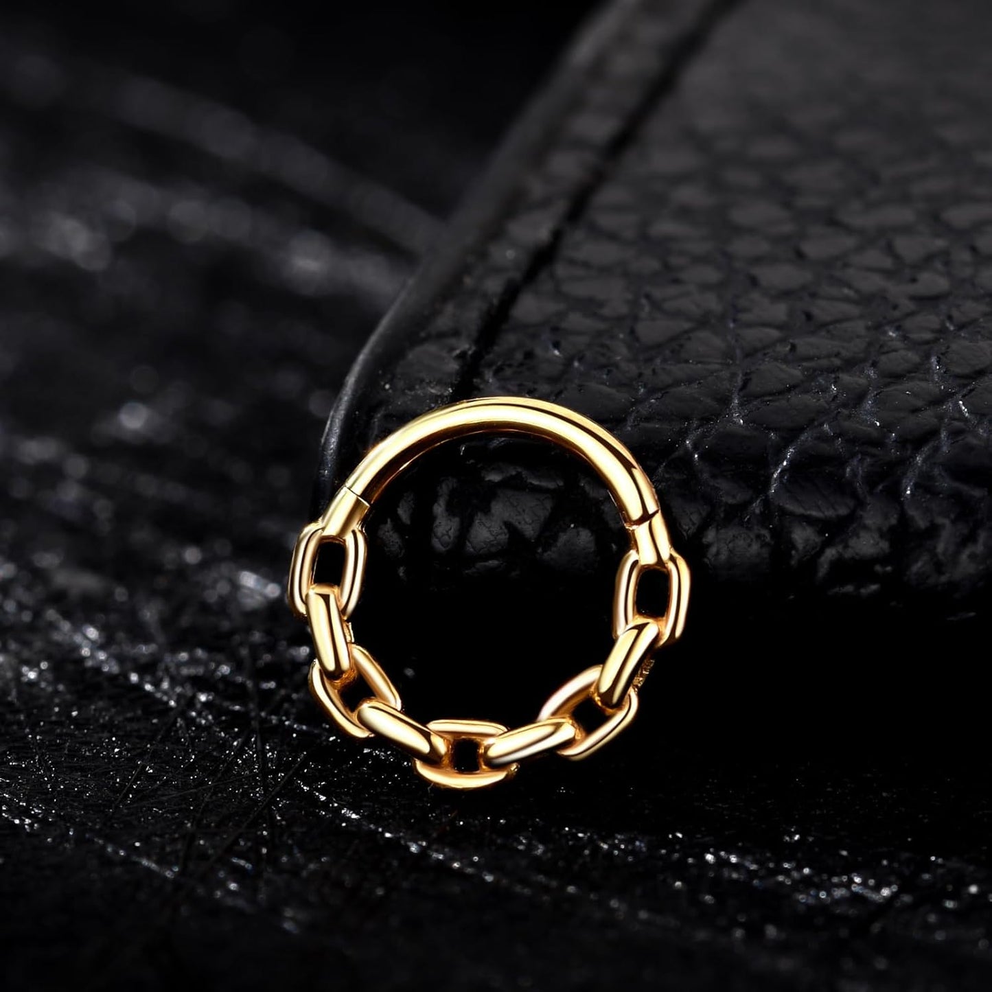 Chain Link Septum Rings: 16G 8Mm Nose Helix Cartilage Daith Tragus Earring Piercing Ring Hoop, Surgical Steel Nose Ear Clicker Rings Piercing Jewelry for Women Men
